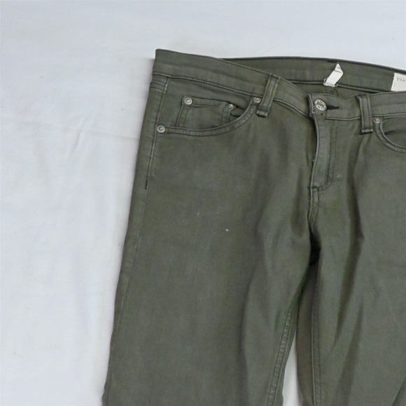Reg + Bone 28 Mid Rise Skinny Dark Green Stretch Denim Jeans - Picture 2 of 5